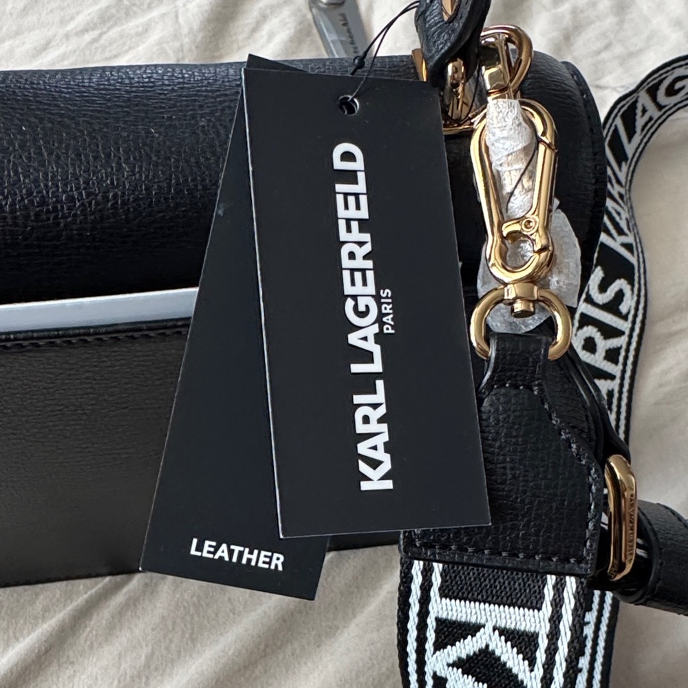 Karl Lagerfeld Black Crossbody Bag with Gold Accents - Picture 7 of 7